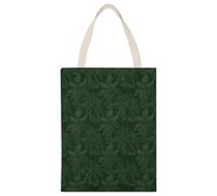 BTCOWZRV Hunter Green Floral Petals Pattern Canvas Tote Bag, Reusable Grocery Bags with Long Handles, Easy to Carry for Gift Shopping Work