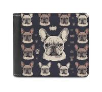 BTCOWZRV I Love French Bulldog Slim Wallets for Men Bifold Wallet | PU Leather Wallet Travel Wallets with Cash Compartment Portable Pocket Wallet for Husband Dad Boyfriend