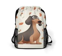 BTCOWZRV I Love My Dog Dachshunds Drawstring Backpack, Sports Gym Bag with Bottom Pocket And Mesh Pockets, String Bag for Men Women