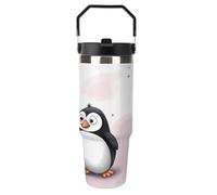 BTCOWZRV I Love Penguins Flip Straw Insulated Tumbler with Handle 30oz | Stainless Steel Water Bottle Double Wall Vacuum Travel Coffee Mug Leakproof Reusable Car Cup for Cold Drink Gym Office Travel