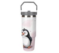 BTCOWZRV I Love Penguins Flip Straw Insulated Tumbler with Handle 30oz | Stainless Steel Water Bottle Double Wall Vacuum Travel Coffee Mug Leakproof Reusable Car Cup for Cold Drink Gym Office Travel