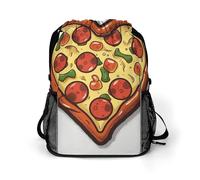 BTCOWZRV I Love Pizza Heart Drawstring Backpack, Sports Gym Bag with Bottom Pocket And Mesh Pockets, String Bag for Men Women