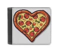 BTCOWZRV I Love Pizza Heart Slim Wallets for Men Bifold Wallet | PU Leather Wallet Travel Wallets with Cash Compartment Portable Pocket Wallet for Husband Dad Boyfriend