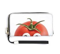 BTCOWZRV I Love You from My Head Tomatoes PU Leather Clutch Wallet for Women, Large Capacity Wristlet Wallet with Zip & Removable Hand Strap