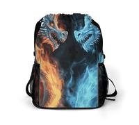 BTCOWZRV Ice And Fire Dragons Drawstring Backpack, Sports Gym Bag with Bottom Pocket And Mesh Pockets, String Bag for Men Women