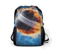 BTCOWZRV Ice And Fire Volleyball Drawstring Backpack, Sports Gym Bag with Bottom Pocket And Mesh Pockets, String Bag for Men Women