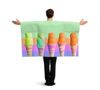 BTCOWZRV Ice cream rainbow gradient Flag Cape with Sleeves for Adults, Wearable Flag Cloak Lightweight Body Flag Cloak Outfits Costume Accessories for Party Favors Celebrations