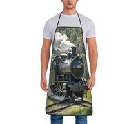 BTCOWZRV Kitchen Apron With 2 Pockets For Women Men, Waterproof Adjustable Chef Aprons Steam Train Long Ties Bib Apron For Cooking Baking Bbq