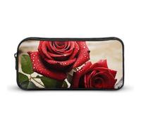 BTCOWZRV Large Pencil Case Red Rose Flowers Pencil Bag Aesthetic Pen Pouch for Women Men Pen Bag Portable Cosmetic Bag Multifunctional Coin Pouch for Office Holiday, style, 22*12*5cm, Pen Case
