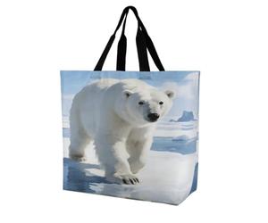 BTCOWZRV Large Reusable Grocery Bag, Foldable Lightweight One Shoulder Bag | Personalized Solo Traveler on The Ice Field Tote Bag, Fashion Casual Handbag for Women Work Travel Shopping Bag & Gift