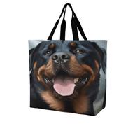 BTCOWZRV Large Reusable Grocery Bag for Women - Foldable Lightweight One Shoulder Bag, Fashion Rottweiler Dogs Tongue Head Tote Bag, Washable Casual Handbag for Work Travel Shopping Bag & Gift