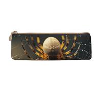 BTCOWZRV Leather Pencil Case for Women Men Funny Spider Pencil Bag with Zipper Pencil Pouch Small Coin Pouch Portable Makeup Bag for Office Holiday Gift