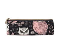 BTCOWZRV Leather Pencil Case for Women Men Owl Pattern Pencil Bag with Zipper Pencil Pouch Small Coin Pouch Portable Makeup Bag for Office Holiday Gift