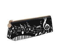BTCOWZRV Leather Pencil Case for Women Men Piano Keys with Musical Notes Pencil Bag with Zipper Pencil Pouch Small Coin Pouch Portable Makeup Bag for Office Holiday Gift