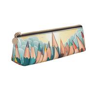 BTCOWZRV Leather Pencil Case for Women Men Sky and Clouds Pencil Bag with Zipper Pencil Pouch Small Coin Pouch Portable Makeup Bag for Office Holiday Gift