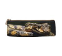 BTCOWZRV Leather Pencil Case for Women Men Snake Resting on a Log Pencil Bag with Zipper Pencil Pouch Small Coin Pouch Portable Makeup Bag for Office Holiday Gift