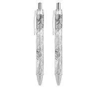 BTCOWZRV Light Gray Marble Ballpoint Pens 2 PCS - 0.5mm Retractable Gel Pens with Comfortable Grip, No Bleed Black Ink, Personalized Ball Point Pen Smooth Writing Pens Gift for Men Women