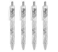 BTCOWZRV Light Gray Marble Ballpoint Pens 4 PCS - 0.5mm Retractable Gel Pens with Comfortable Grip, No Bleed Black Ink, Personalized Ball Point Pen Smooth Writing Pens Gift for Men Women