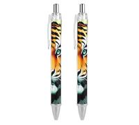 BTCOWZRV Little Fat Tiger Head Ballpoint Pens 2 PCS - 0.5mm Retractable Gel Pens with Comfortable Grip, No Bleed Black Ink, Personalized Ball Point Pen Smooth Writing Pens Gift for Men Women