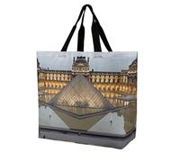BTCOWZRV Louvre Museum in Paris Tote Bag Grocery Shopping Bags Shoulder Bag | Polyester Large Capacity Tote Purse Reusable grocery bag with Inside Pocket Lightweight Portable Shoulder Handbag for Women