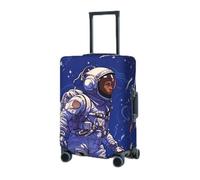 BTCOWZRV Luggage Cover Elastic Washable Suitcase Protector Black astronaut on blue Suitcase Covers for Luggage 18-32 Inch Portable Travel Luggage Covers Sleeve Dust-proof Anti-Scratch Baggage Covers,