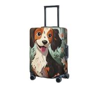 BTCOWZRV Luggage Cover Elastic Washable Suitcase Protector Dog and flower Suitcase Covers for Luggage 18-32 Inch Portable Travel Luggage Covers Sleeve Dust-proof Anti-Scratch Baggage Covers, Black,