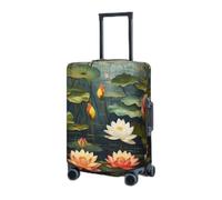 BTCOWZRV Luggage Cover Elastic Washable Suitcase Protector Flower Pond Suitcase Covers for Luggage 18-32 Inch Portable Travel Luggage Covers Sleeve Dust-proof Anti-Scratch Baggage Covers, Black, Small