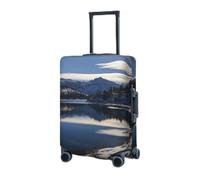 BTCOWZRV Luggage Cover Elastic Washable Suitcase Protector Lake Winter Suitcase Covers for Luggage 18-32 Inch Portable Travel Luggage Covers Sleeve Dust-proof Anti-Scratch Baggage Covers, Black, Large