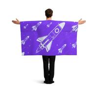 BTCOWZRV many Exploration Rocket Flag Cape with Sleeves for Adults, Wearable Flag Cloak Lightweight Body Flag Cloak Outfits Costume Accessories for Party Favors Celebrations