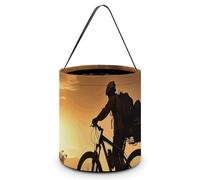 BTCOWZRV Mountain Bike in The Evening Halloween Candy Bags with Handles Large Reusable Halloween Trick Or Treat Bags Portable Halloween Candy Bucket Goodie Bags for Halloween Party Favors, Style,