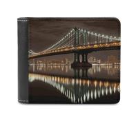 BTCOWZRV New York Manhattan Bridge Night Slim Wallets for Men Bifold Wallet