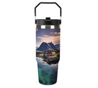 BTCOWZRV Norway Islands Flip Straw Insulated Tumbler with Handle 30oz