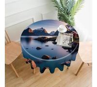 BTCOWZRV Norway Islands Round Tablecloths Decorative Fabric Table Cover Cloth Washable Circle Tablecloths Country-Style Folding Table Cloths for Dinning Cafe Party 60"