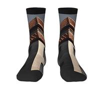 BTCOWZRV Novelty Socks Athletic Socks Personalized 3d Architecture Roof Print Funny Sock For Men Women, 2 Black-1, One Size