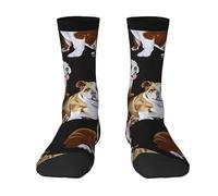 BTCOWZRV Novelty Socks Athletic Socks Personalized 3d English Bulldogs Print Funny Sock For Men Women, 2 Black-1, One size