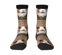 BTCOWZRV Novelty Socks Athletic Socks Personalized 3d Guinea Pigs Print Funny Sock For Men Women, 3 Black, One size