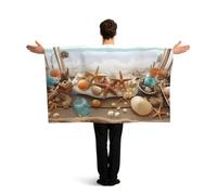BTCOWZRV Ocean Beach Theme Flag Cape with Sleeves for Adults, Wearable Flag Cloak Lightweight Body Flag Cloak Outfits Costume Accessories for Party Favors Celebrations