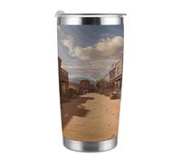BTCOWZRV Old Wild West Cowboy Town 20 Oz Stainless Steel Tumbler with Lid
