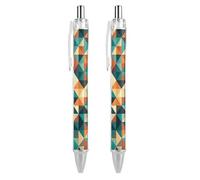 BTCOWZRV Orange And White Pattern Ballpoint Pens 2 PCS - 0.5mm Retractable Gel Pens with Comfortable Grip, No Bleed Black Ink, Personalized Ball Point Pen Smooth Writing Pens Gift for Men Women