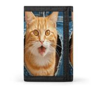 BTCOWZRV Orange Cat Sticking Out Tongue Trifold Wallet for Men Women Stylish Slim Trifold Wallet Minimalist Front Pocket Outdoor Sports Wallets Large Capacity Cards Purse Coin And Credit Card Holder