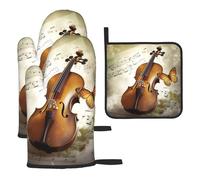 BTCOWZRV Oven Mitts and Pot Holders 3 Pcs Set Butterfly and Cello Heat Resistant Oven Mitt Oven Gloves for BBQ Non-Slip Pot Holders Oven Glove for Baking Cooking Oven