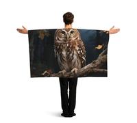 BTCOWZRV Owl Sitting on A Branch Print Flag Cape with Sleeves for Adults, Wearable Flag Cloak Lightweight Body Flag Cloak Outfits Costume Accessories for Party Favors Celebrations