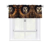 BTCOWZRV Owl Tree Hole Curtain Valance for Windows,Kitchen Window Curtains Blackout Drapes Window Treatments Decorative Rod Pocket Short Curtain for Living Room Bedroom,54" W x 18" L