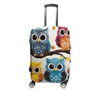 BTCOWZRV Owls on Tree Branches Travel Luggage Cover Dustproof Suitcase Cover Luggage Covers For Suitcase Thicken Elastic Suitcase Protector Washable Baggage Covers Fit 19-32 Inch Luggage, White, XL