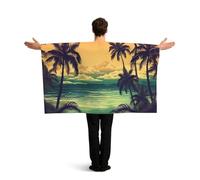 BTCOWZRV Palm trees and beach Flag Cape with Sleeves for Adults, Wearable Flag Cloak Lightweight Body Flag Cloak Outfits Costume Accessories for Party Favors Celebrations
