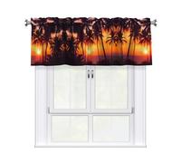 BTCOWZRV Palm Trees and Sunset Curtain Valance for Windows,Kitchen Window Curtains Blackout Drapes Window Treatments Decorative Rod Pocket Short Curtain for Living Room Bedroom,54" W x 18" L