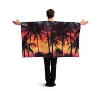 BTCOWZRV Palm trees at sunset Flag Cape with Sleeves for Adults, Wearable Flag Cloak Lightweight Body Flag Cloak Outfits Costume Accessories for Party Favors Celebrations