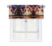 BTCOWZRV Palm Trees Landscape Curtain Valance for Windows,Kitchen Window Curtains Blackout Drapes Window Treatments Decorative Rod Pocket Short Curtain for Living Room Bedroom,54" W x 18" L