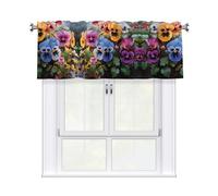 BTCOWZRV Pansy Flowers Curtain Valance for Windows,Kitchen Window Curtains Blackout Drapes Window Treatments Decorative Rod Pocket Short Curtain for Living Room Bedroom,54" W x 18" L