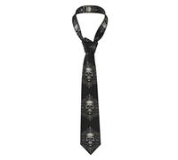 BTCOWZRV Patterned Skull Ties for Men Classic Neck Tie Silk Necktie Formal Business Wedding Neckties Fashion Tie, Black, One Size, Black, One Size